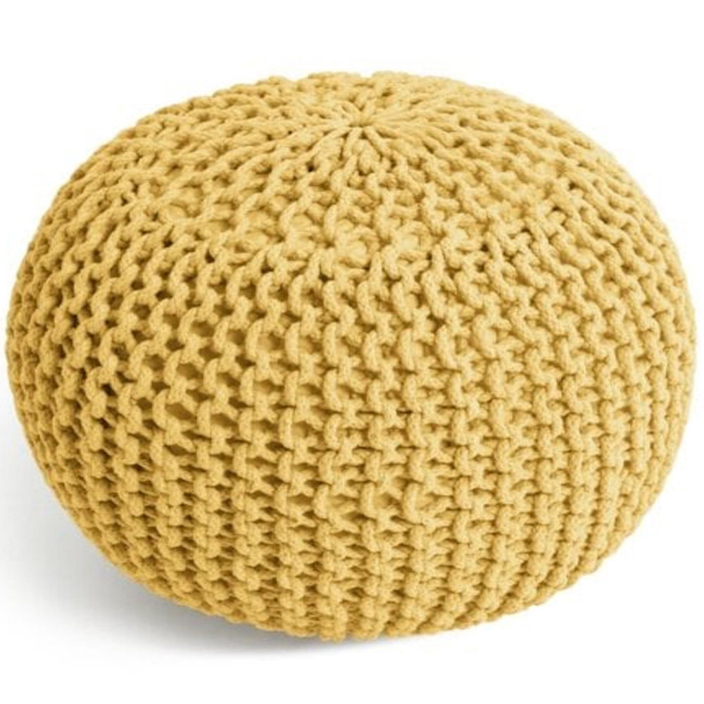 Kaikoo Knitted Ochre Knitted Pod Pouffe Image 2