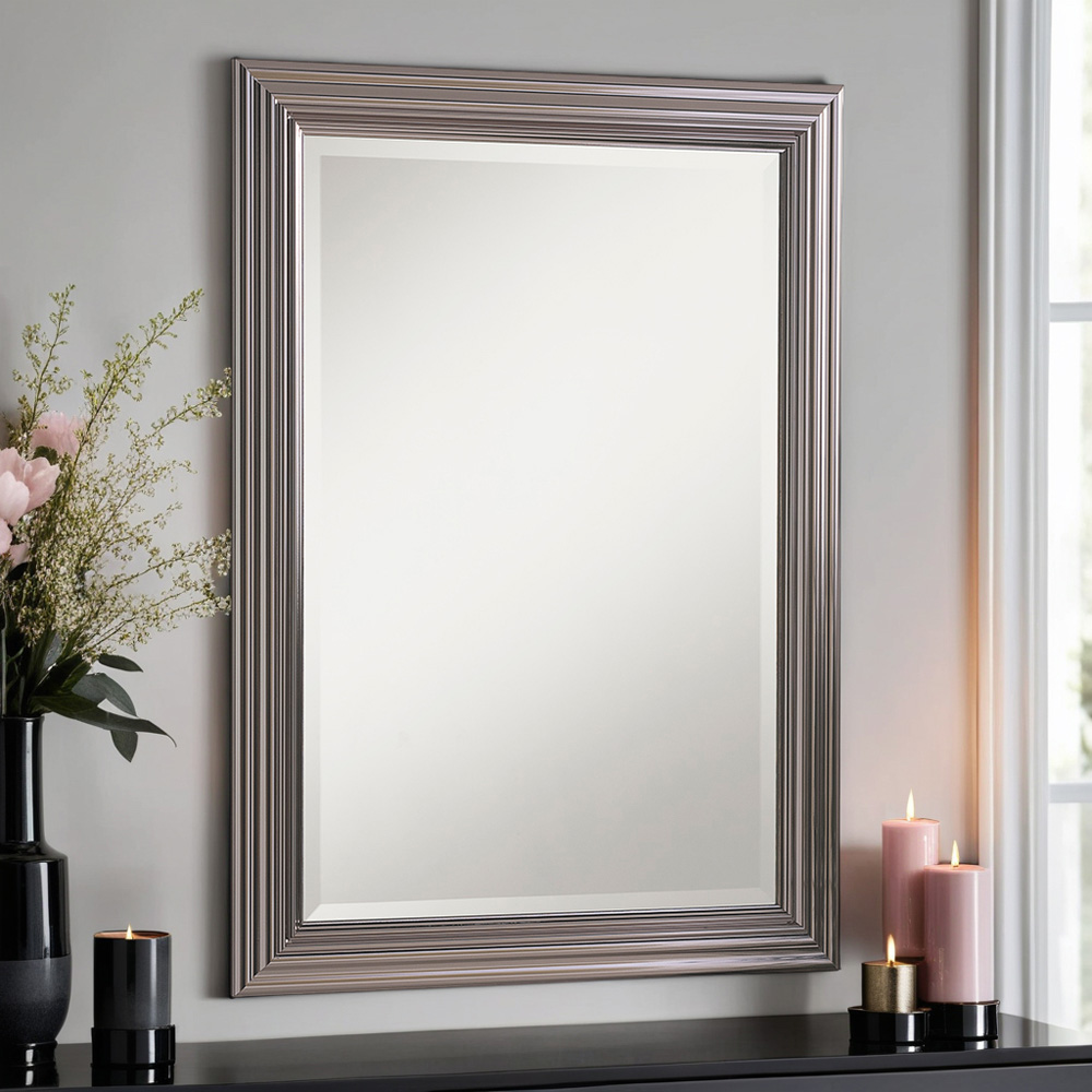 Yearn Dark Chrome Bevelled Mirror 100.5 x 72.5cm Image 2