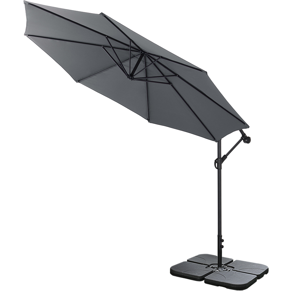 Living and Home Dark Grey Cantilever Parasol with Square Base 3m Image 3