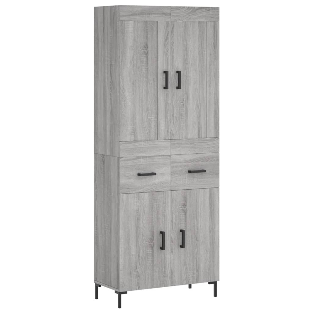 vidaXL 4 Door 2 Drawer Grey Sonoma Highboard Image 2