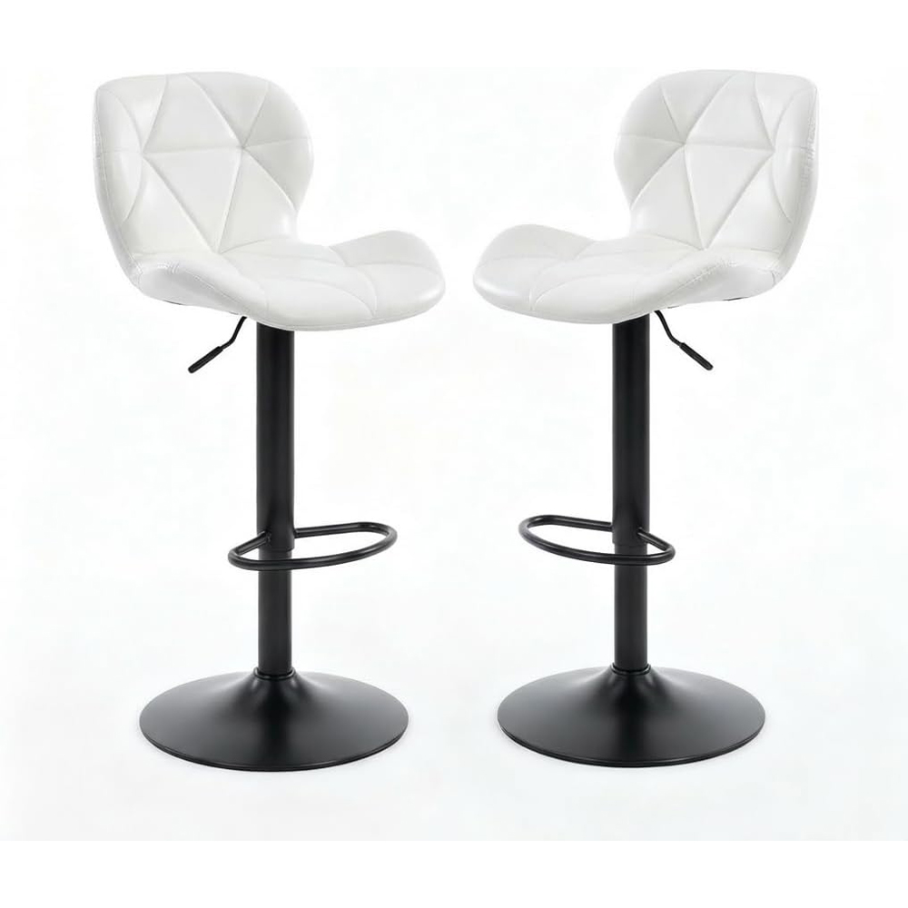 Alivio White Faux Leather Height Adjustable Swivel Bar Stool Set of 2 Image 2