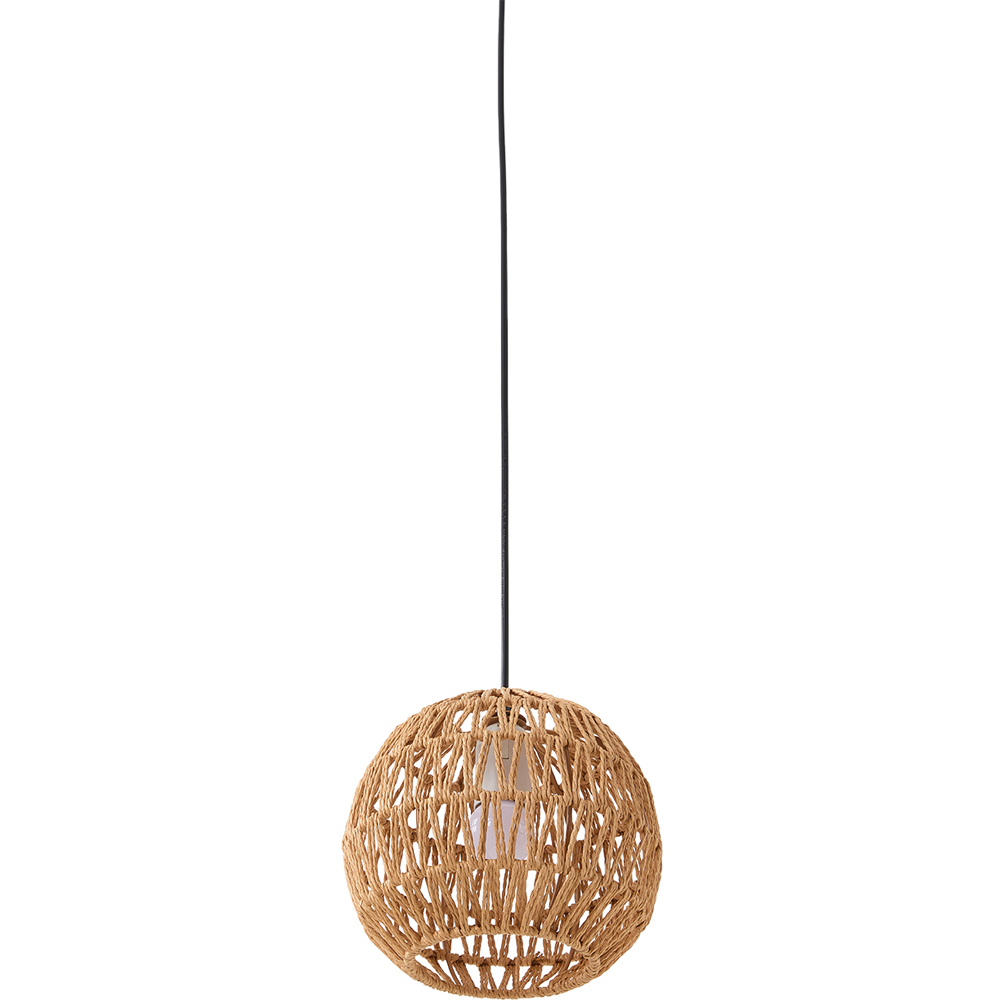 Living and Home Black Wood Colour Hand-Woven Hemp Rope E27 Pendant Light Image 4