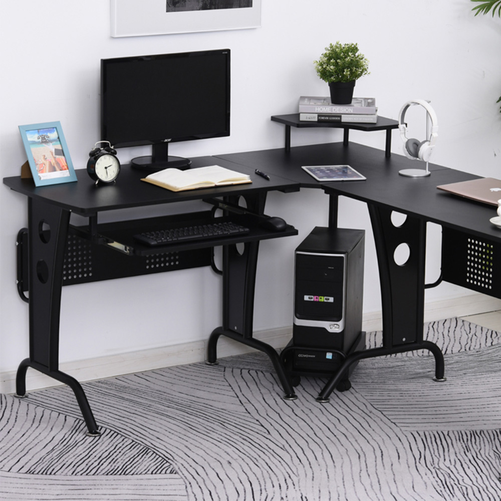 Portland L Shaped Corner Desk Black Image 5