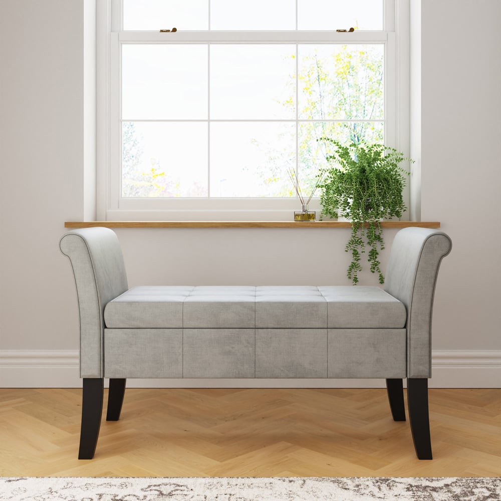 GFW Balmoral Grey Upholstered Window Seat Image 7