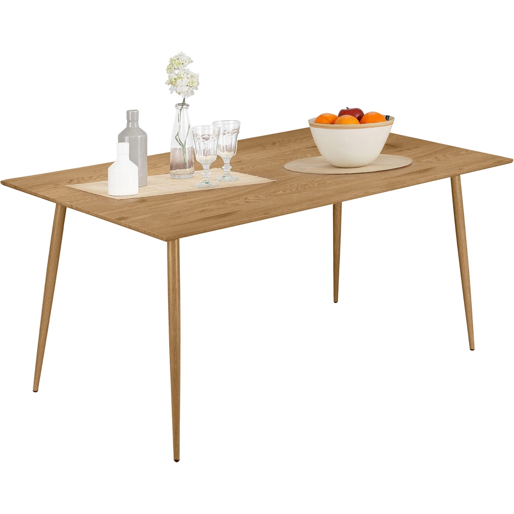 Loft24 Monza 6 Seater Oak Rectangular Dining Table with Metal Legs Image 5