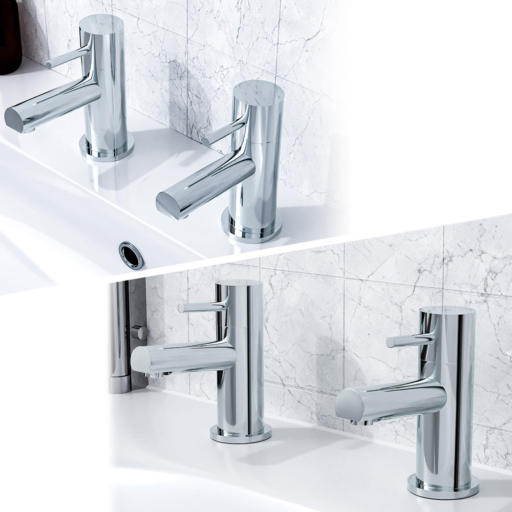 Nes Home Blossom Chrome Hot and Cold Basin Twin Taps and Bath Tap Set Image 2