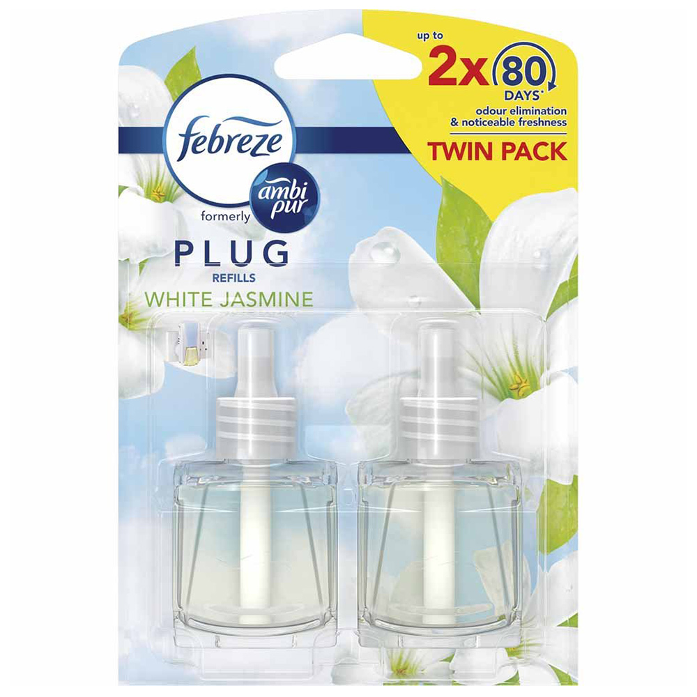 Febreze White Jasmine Plug In Air Freshener Refill Twin Pack 20ml Image 1