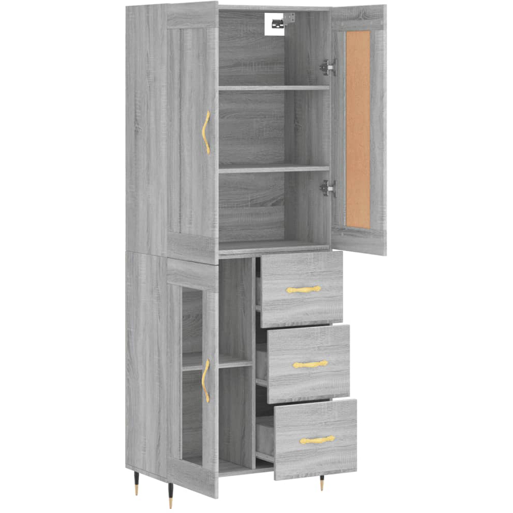vidaXL 3 Door 3 Drawer Grey Sonoma Highboard Image 3