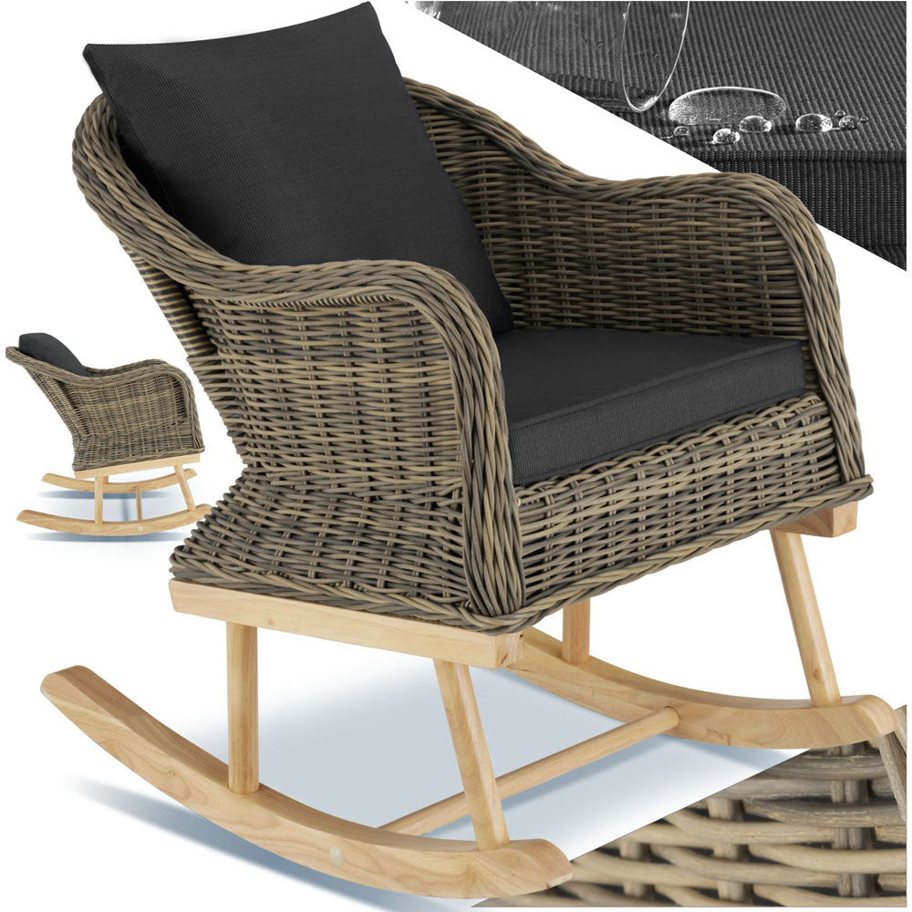 tectake Rovigo Natural Rattan Garden Rocking Chair Image 2