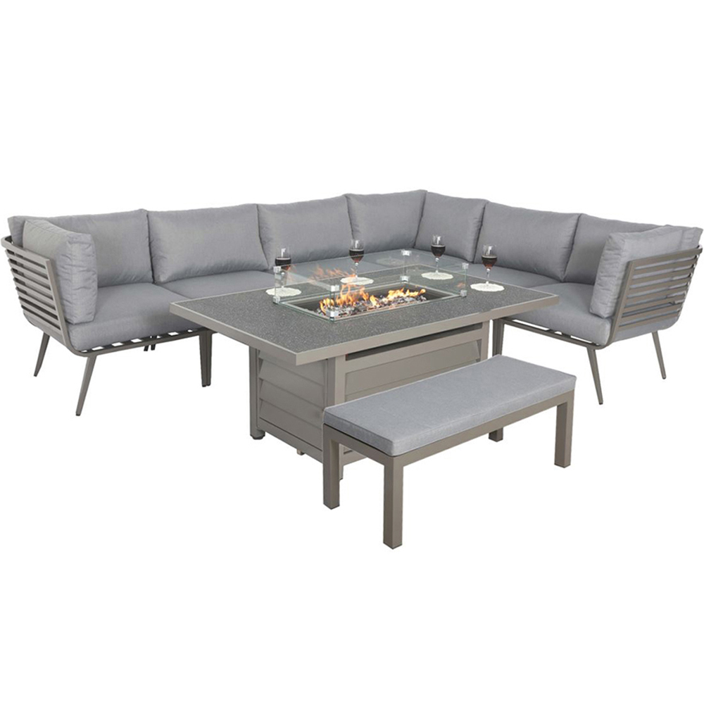 Royalcraft Mayfair 150 8 Seater Aluminium Corner Lounge Set with Fire Pit Image 5