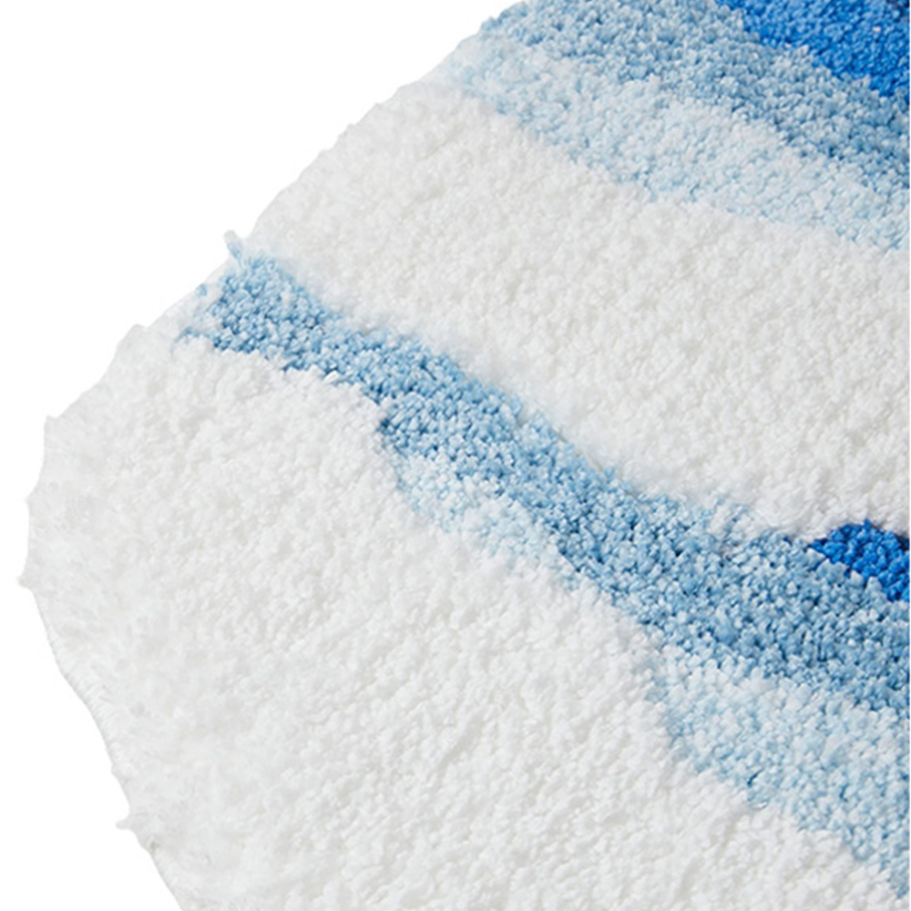 Living and Home Blue and White Irregular Wave-Shaped Non-Slip Rug 120 x 50cm Image 5