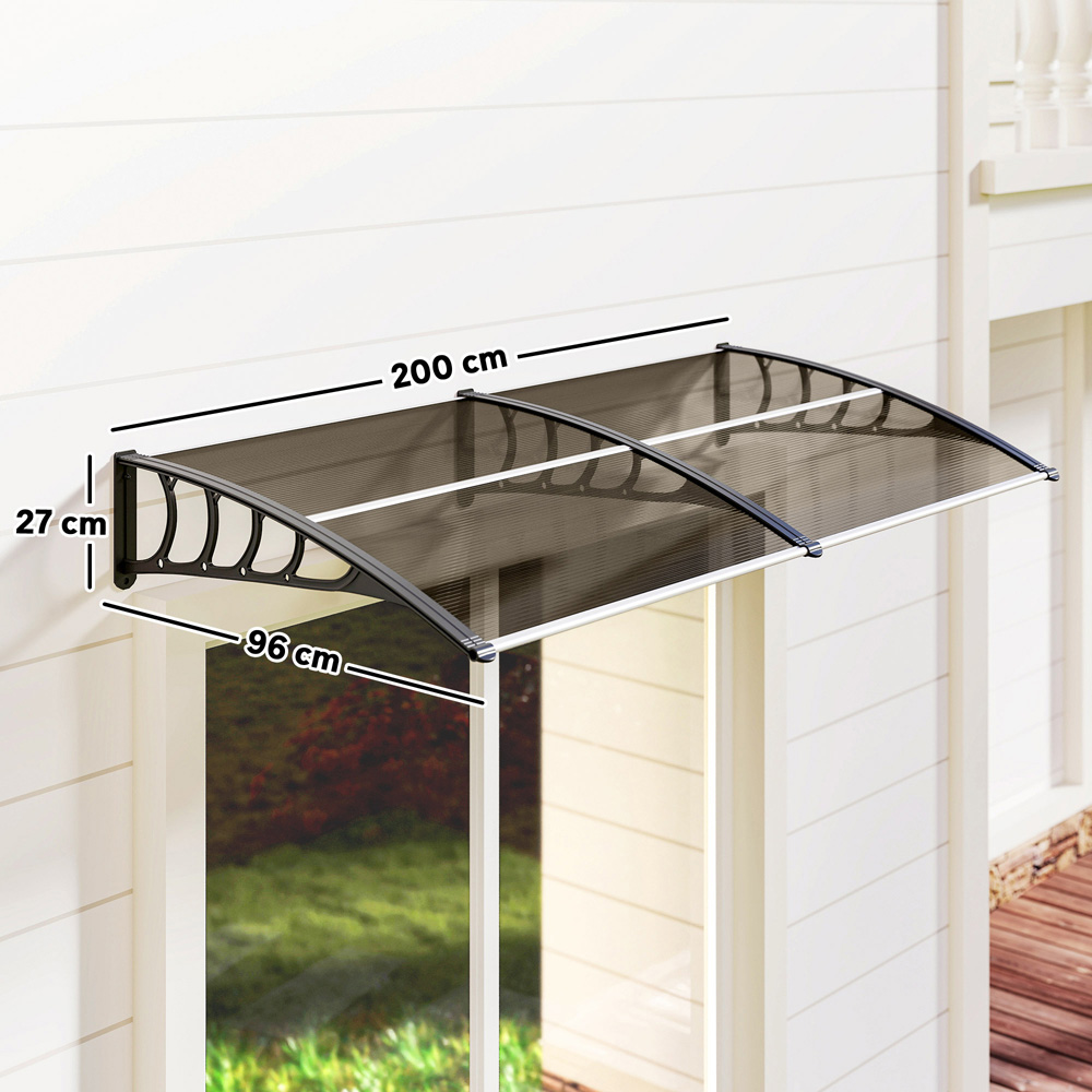 Outsunny Brown Window and Door Canopy Awning 2 x 0.96m Image 9