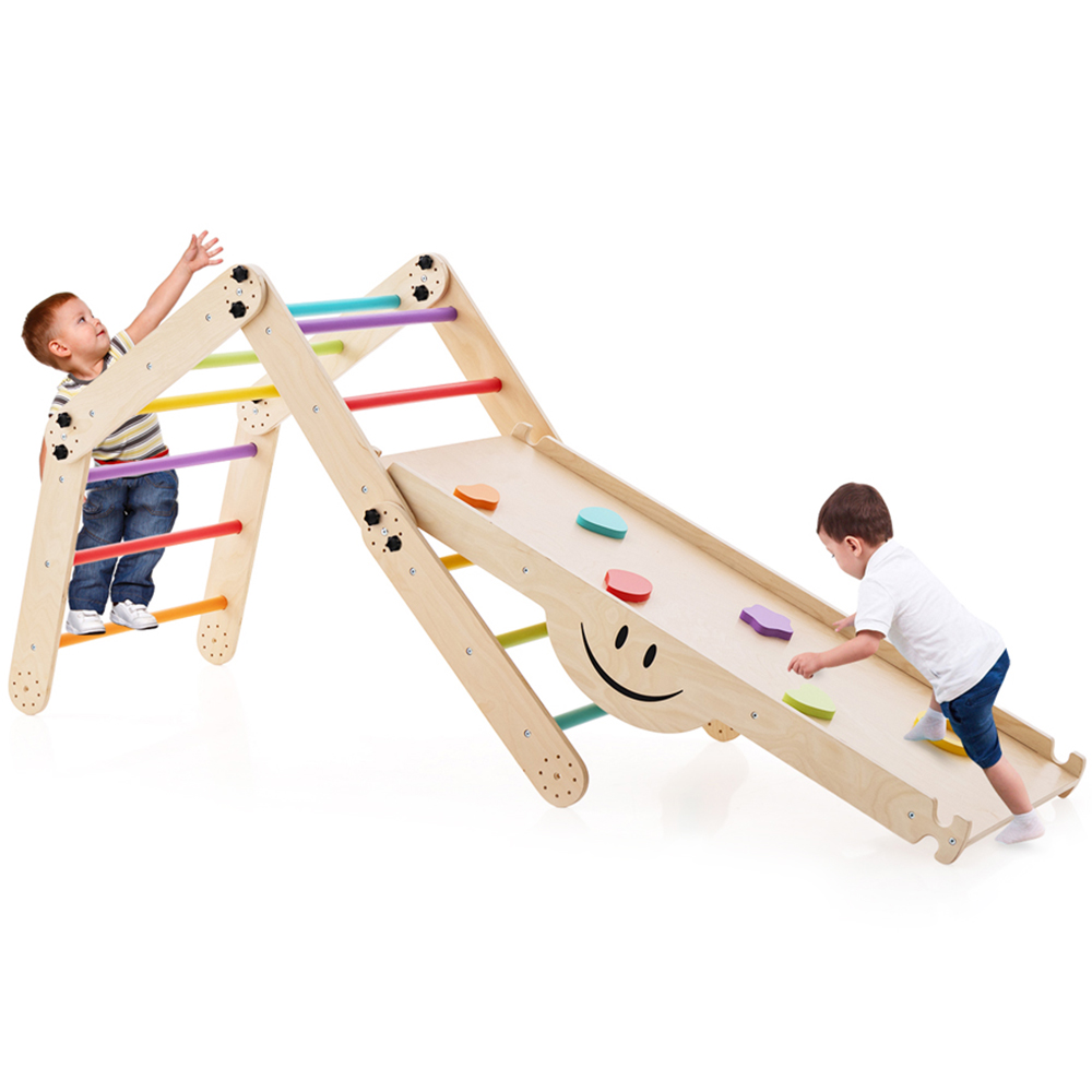 Costway 5 in 1 Multicolour Montessori Toddlers Foldable Climbing Set Image 1
