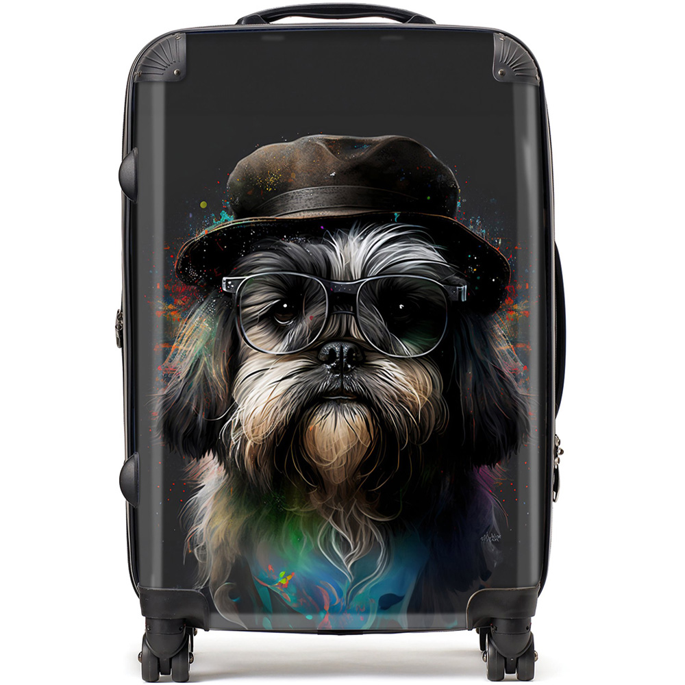 Warren Reed Designer Medium Lhasa Apso Dog Splashart Suitcase Image 1