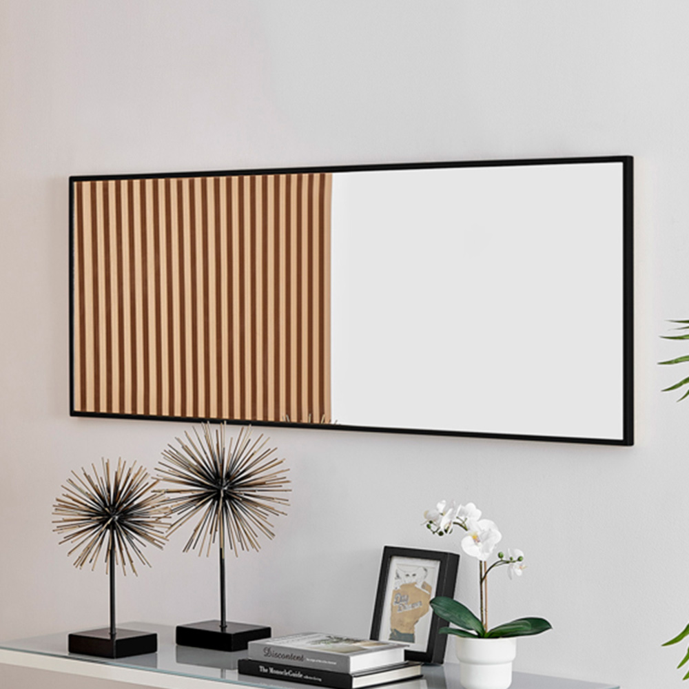 Furniturebox Austen Rectangular Black Large Metal Wall Mirror 140 x 50cm Image 7