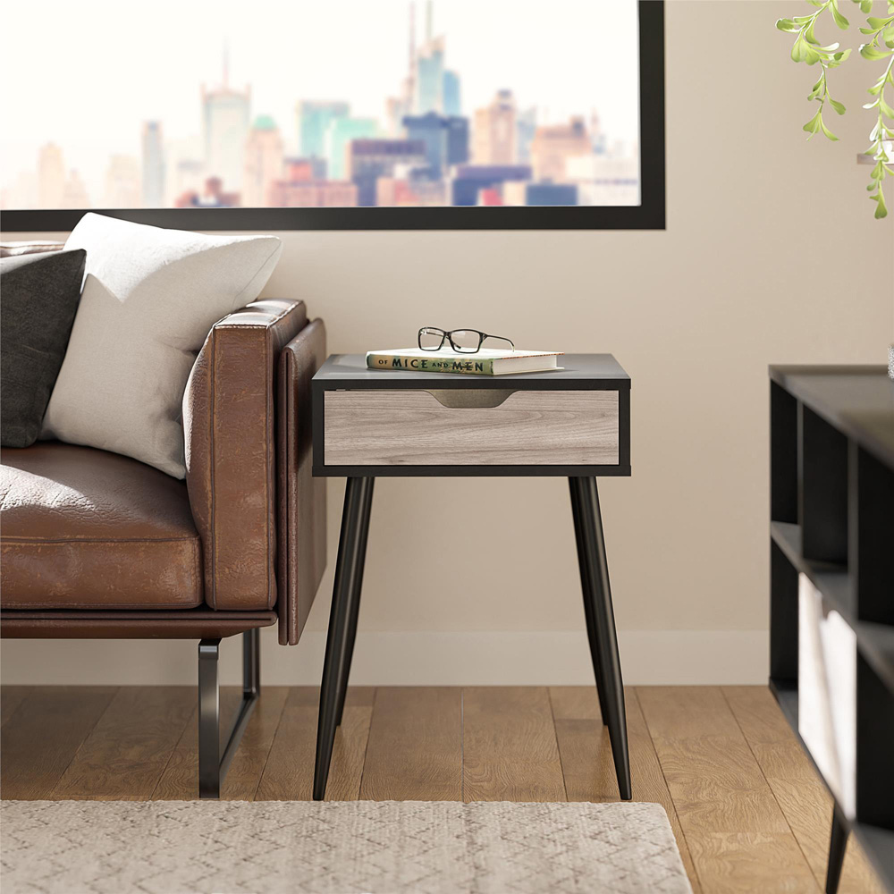 Dorel Copley Single Drawer Black Oak End Table Image 8