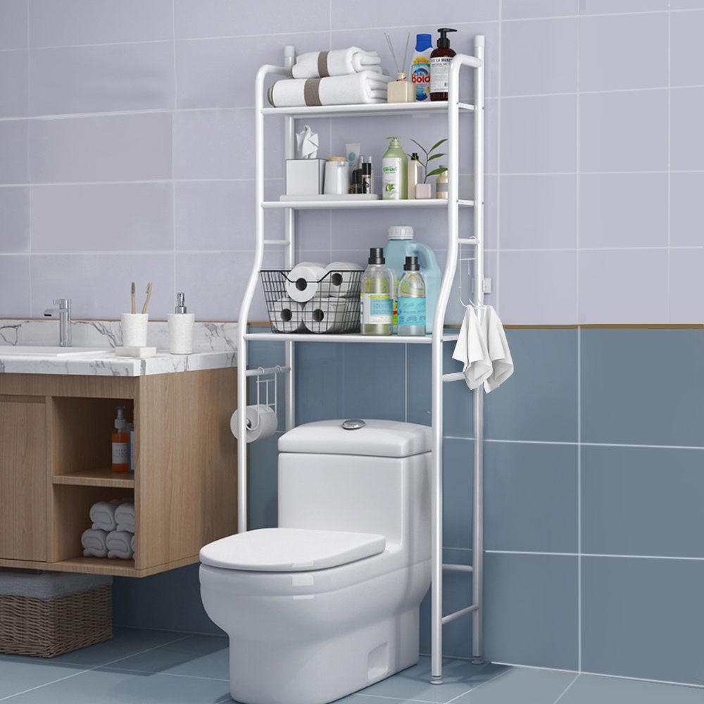 Living And Home WH0908 White Metal Bathroom Storage Rack Image 4