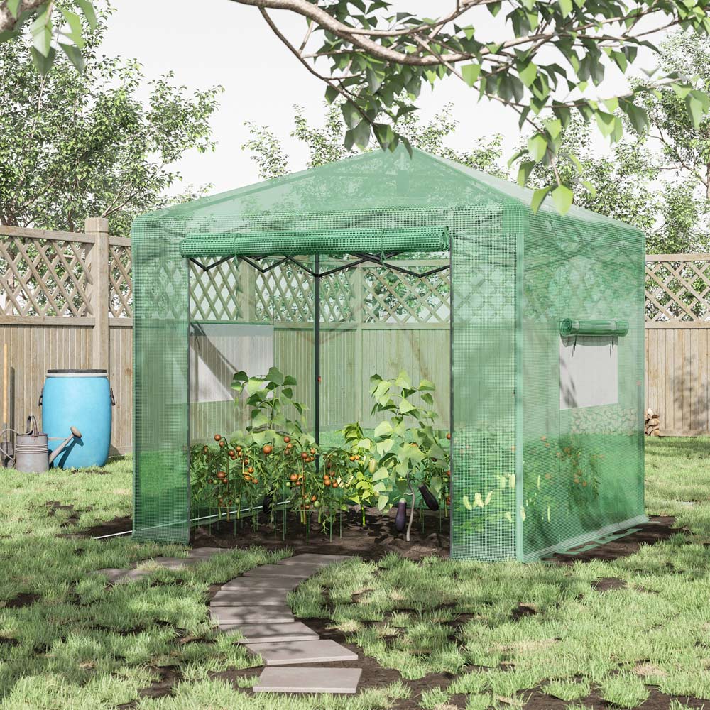 Outsunny Green PE 5.9 x 7.8ft Roll-Up Greenhouse Image 2
