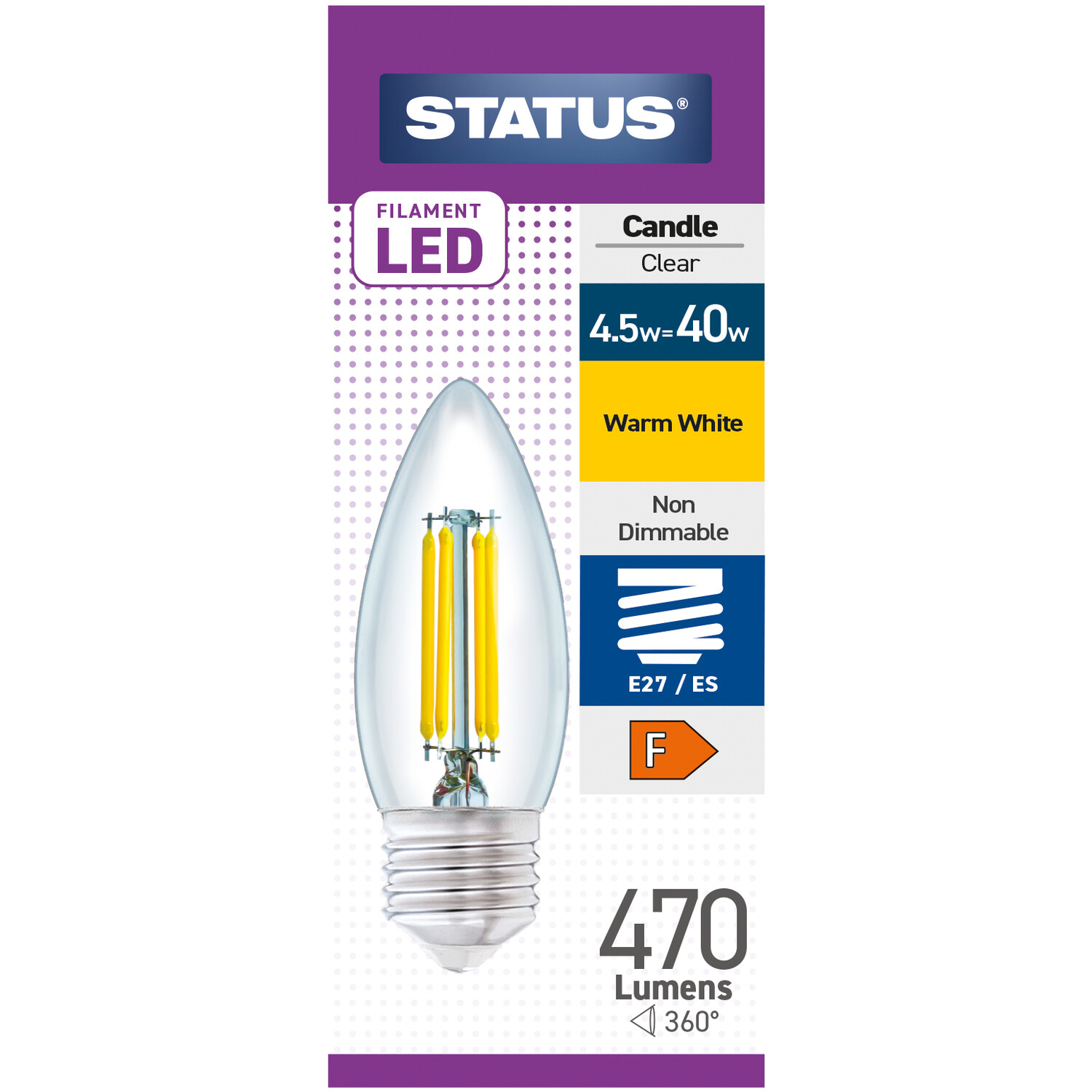 Status 4w=40w Candle Clear ES Cap LED Bulbs Warm White Image