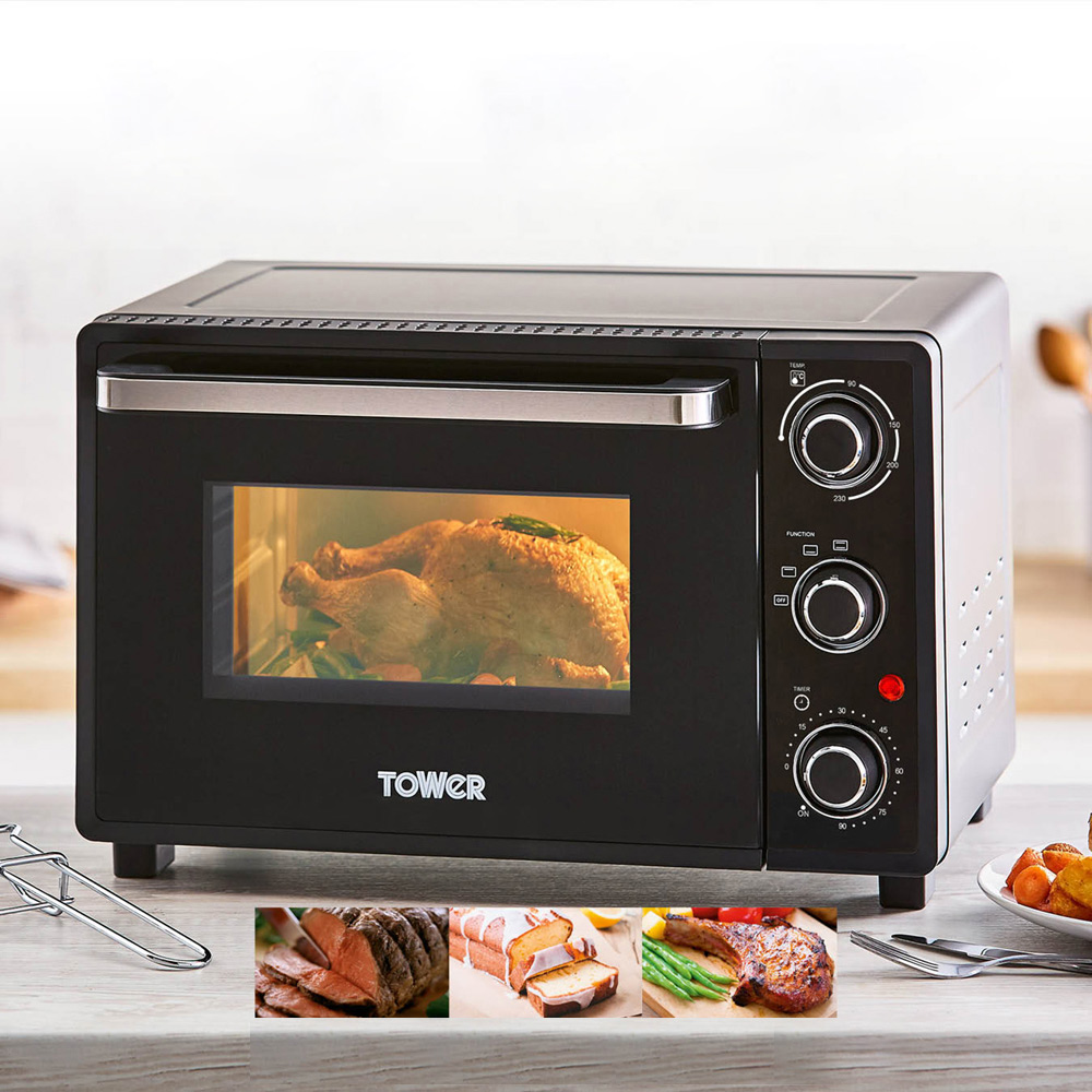 Tower T14043 Black Mini Oven 23L Wilko