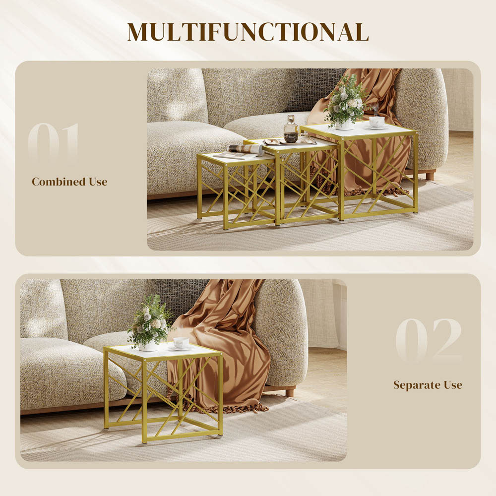Portland White Nest of Tables Set of 3 Image 6