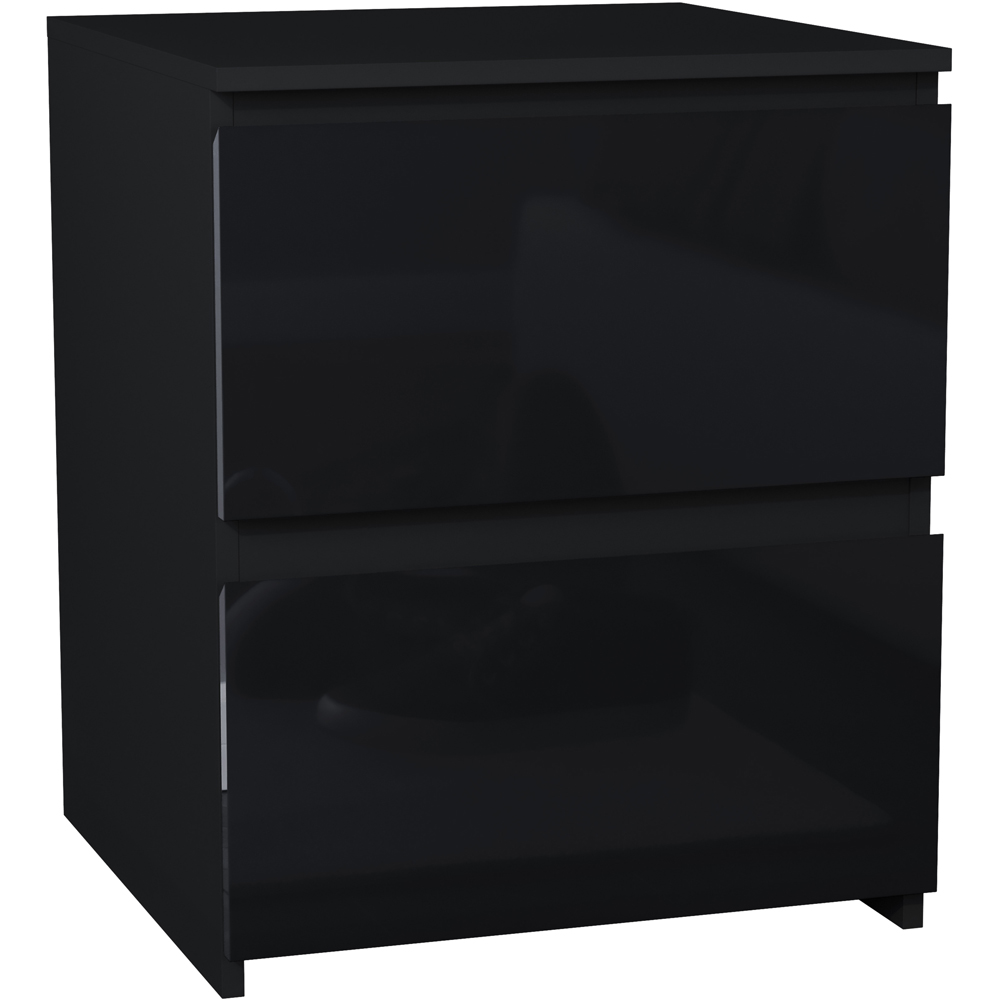 VIDA DESIGNS Glinton 2 Drawer Black Bedside Table Image 2