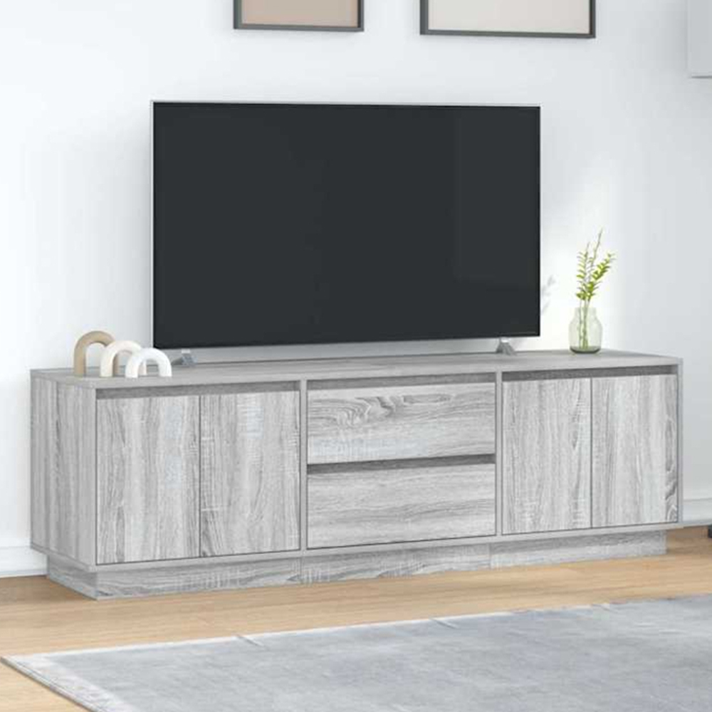 vidaXL 2 Door 2 Drawer Grey Sonoma TV Cabinet with LED Lights Image 1