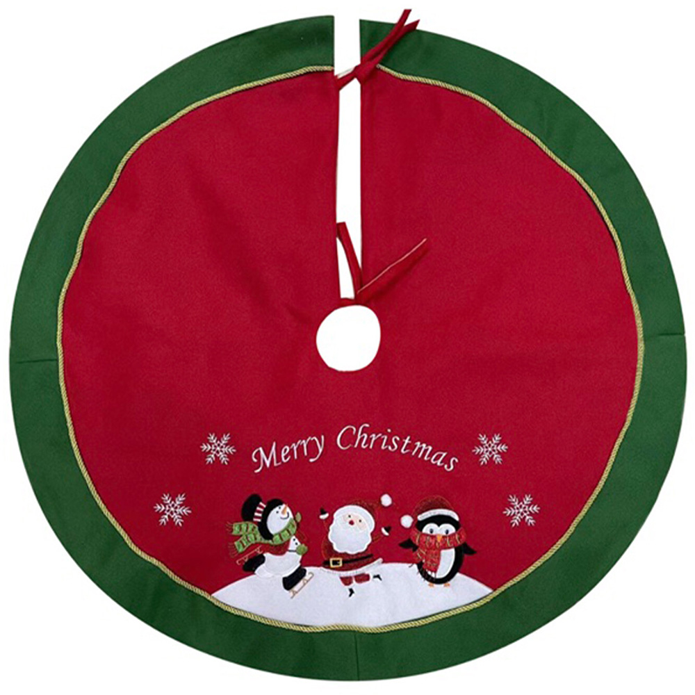 Red and Green Santa And Friends Tree Skirt Image