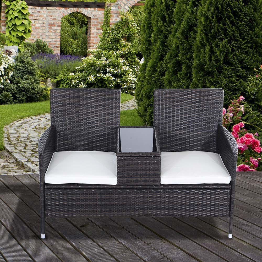 Outsunny Rattan Love Seat Brown Image 6