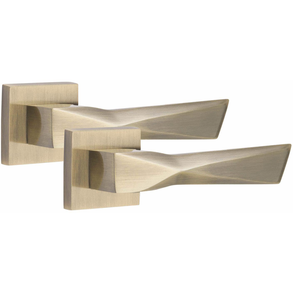 Golden Grace Antique Brass Finish Aura Door Handle Set 5 Pack Image 2