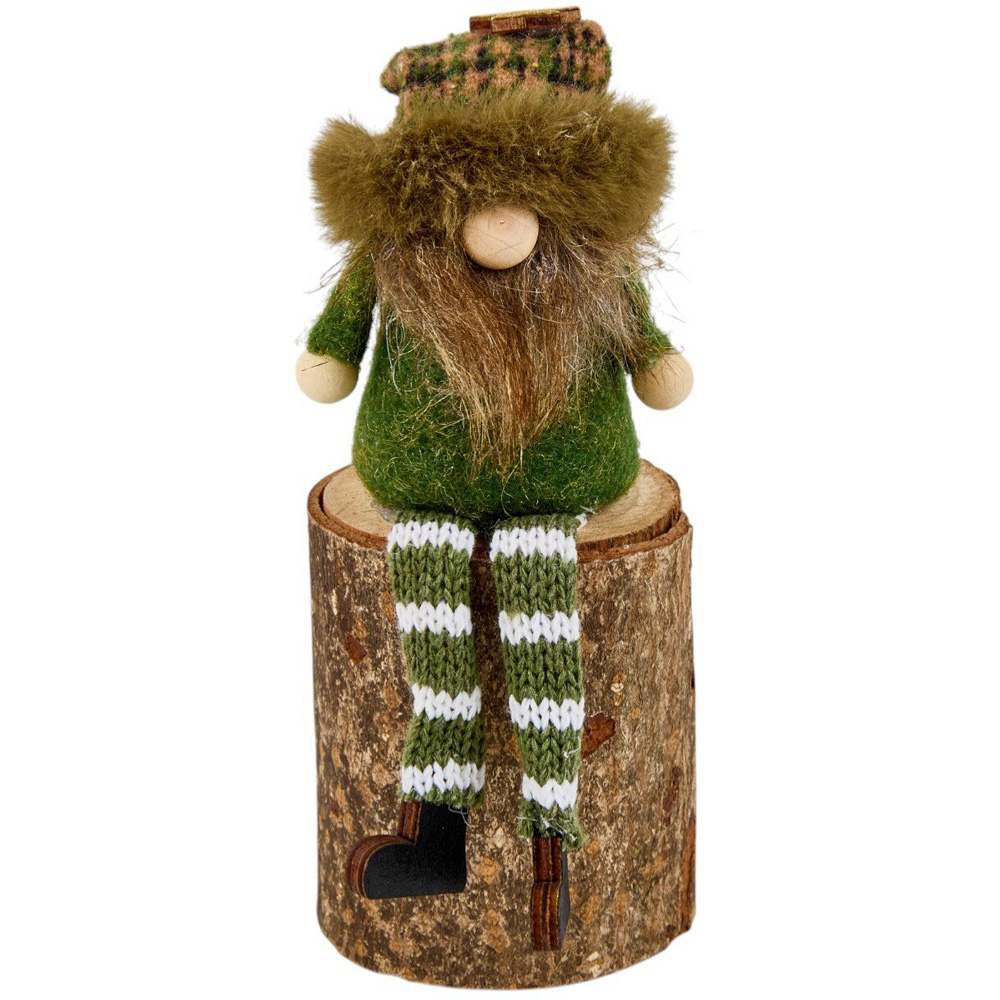 Woodland Gonk On Log Decoration Brown Image 4