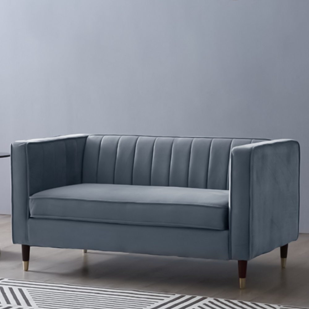 Home Detail Thomas 2 Seater Grey Velvet Sofa | Wilko