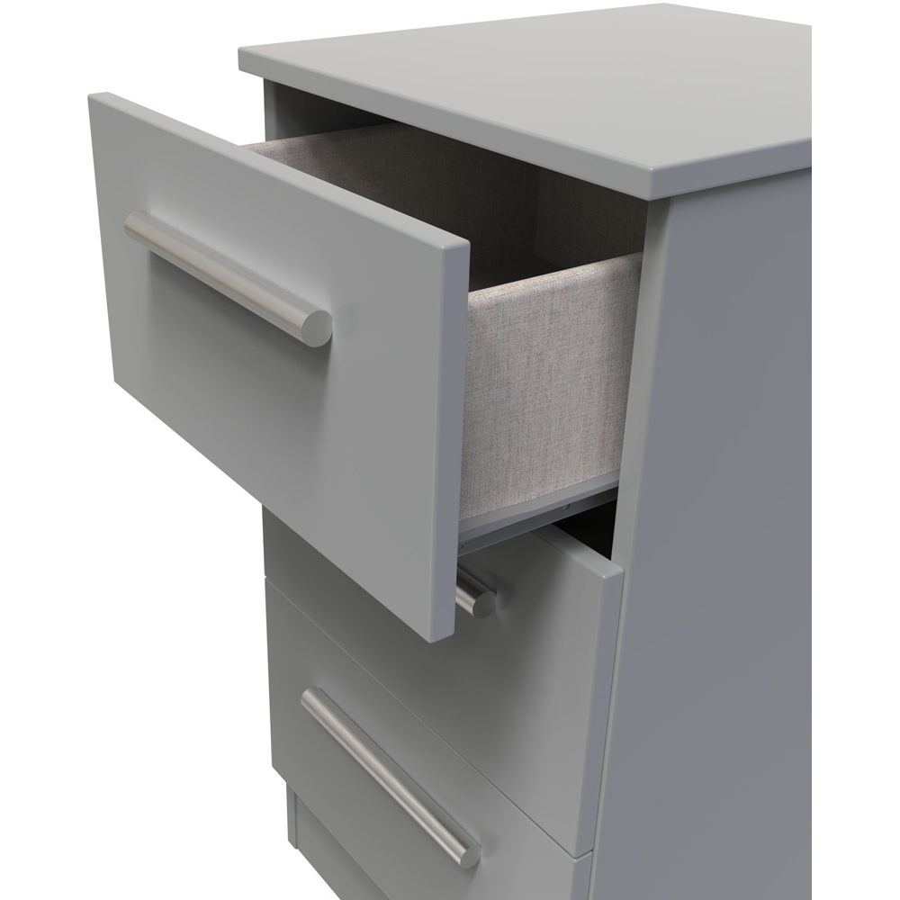 Crowndale Contrast 3 Drawer Dusk Grey Bedside Cabinet Ready Assembled Image 6