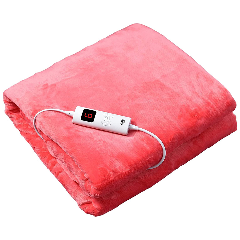 GlamHaus Dark Pink Electric Throw Image 1