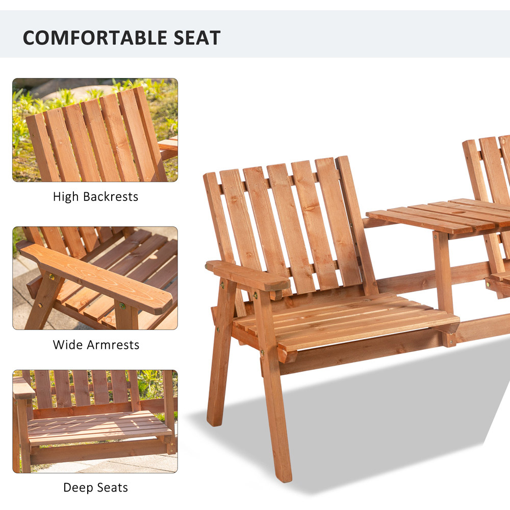 Outsunny Antique Orange Wooden Companion Seat Image 6