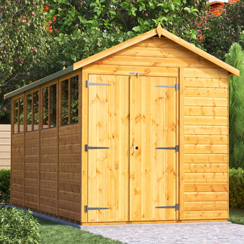 Power Sheds 16 x 6ft Double Door Apex Wooden Shed with Window Image 2