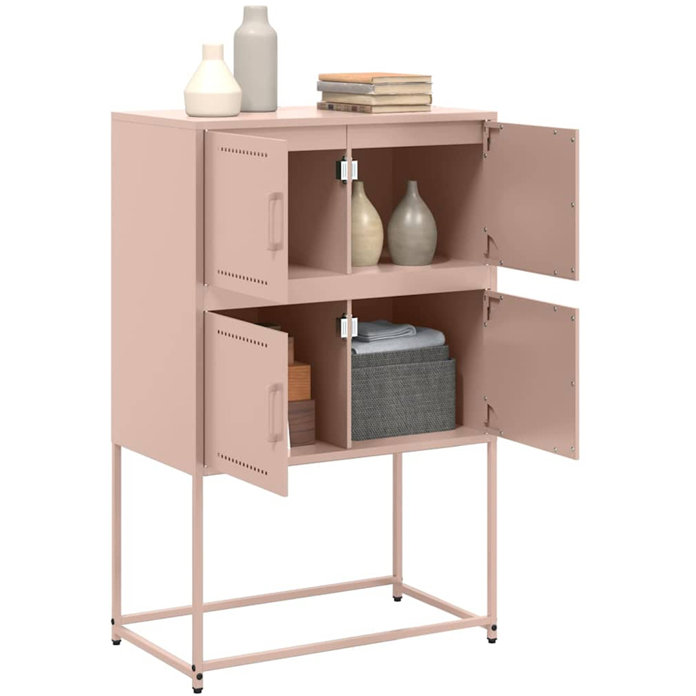 vidaXL 4 Door Pink Steel Industrial Style Sideboard Image 5