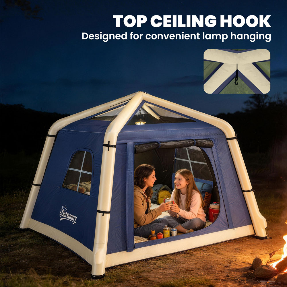 Outsunny 2 Person Inflatable Camping Tent Dark Blue Image 7