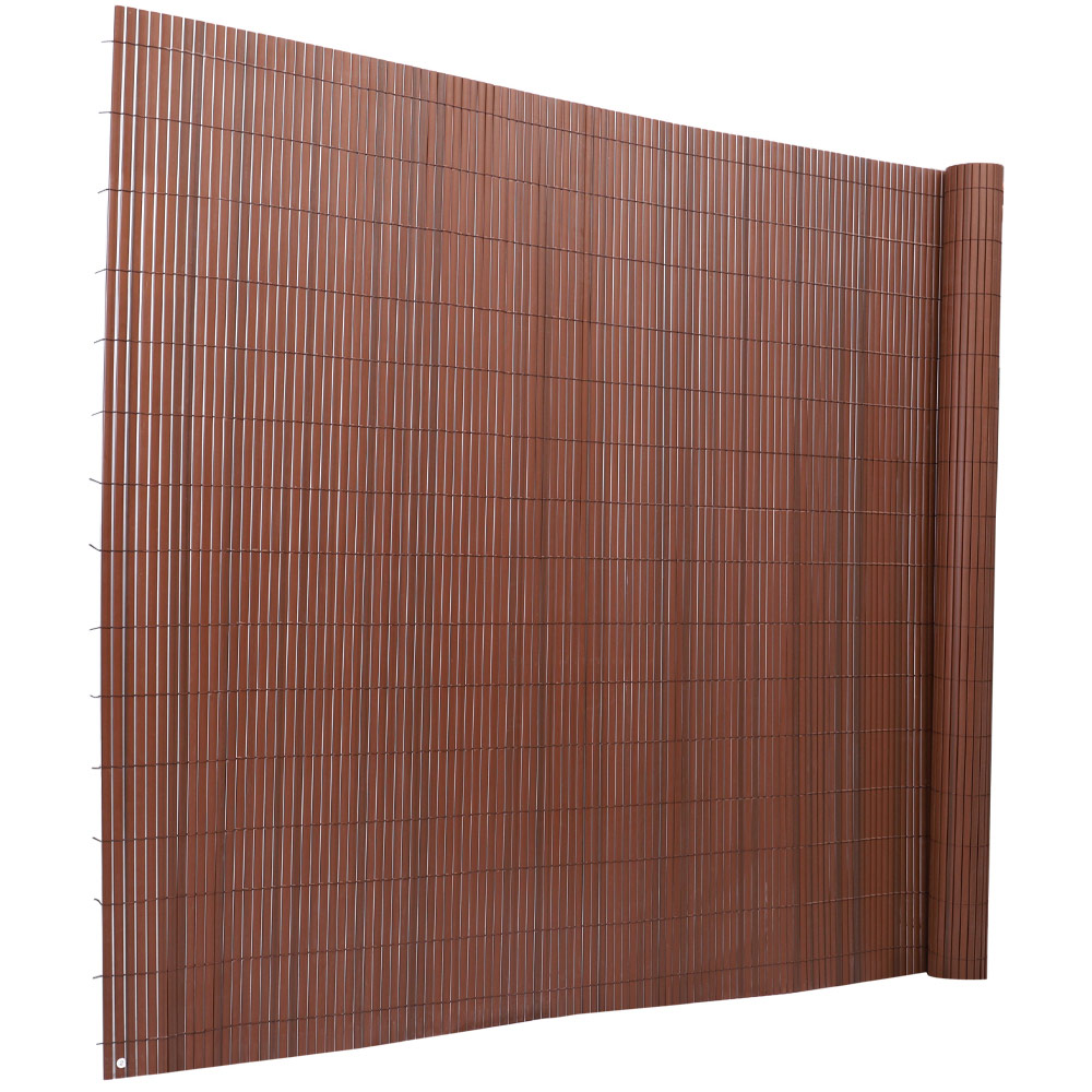 Living and Home H300 x W120 x D16cm Brown PVC Fence Sun Blocked Screen Panels Image 3