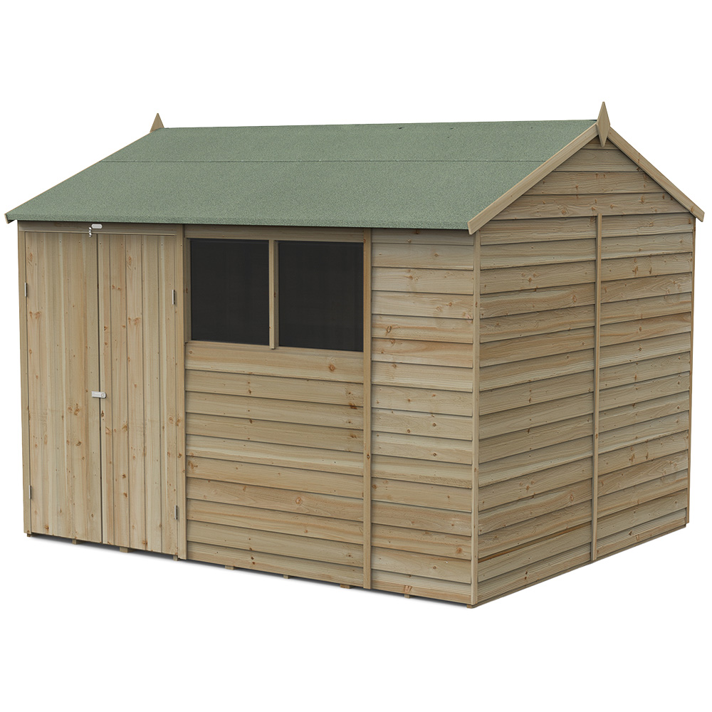 Forest Garden 4LIFE 10 x 8ft Double Door 4 Windows Reverse Apex Shed Image 1