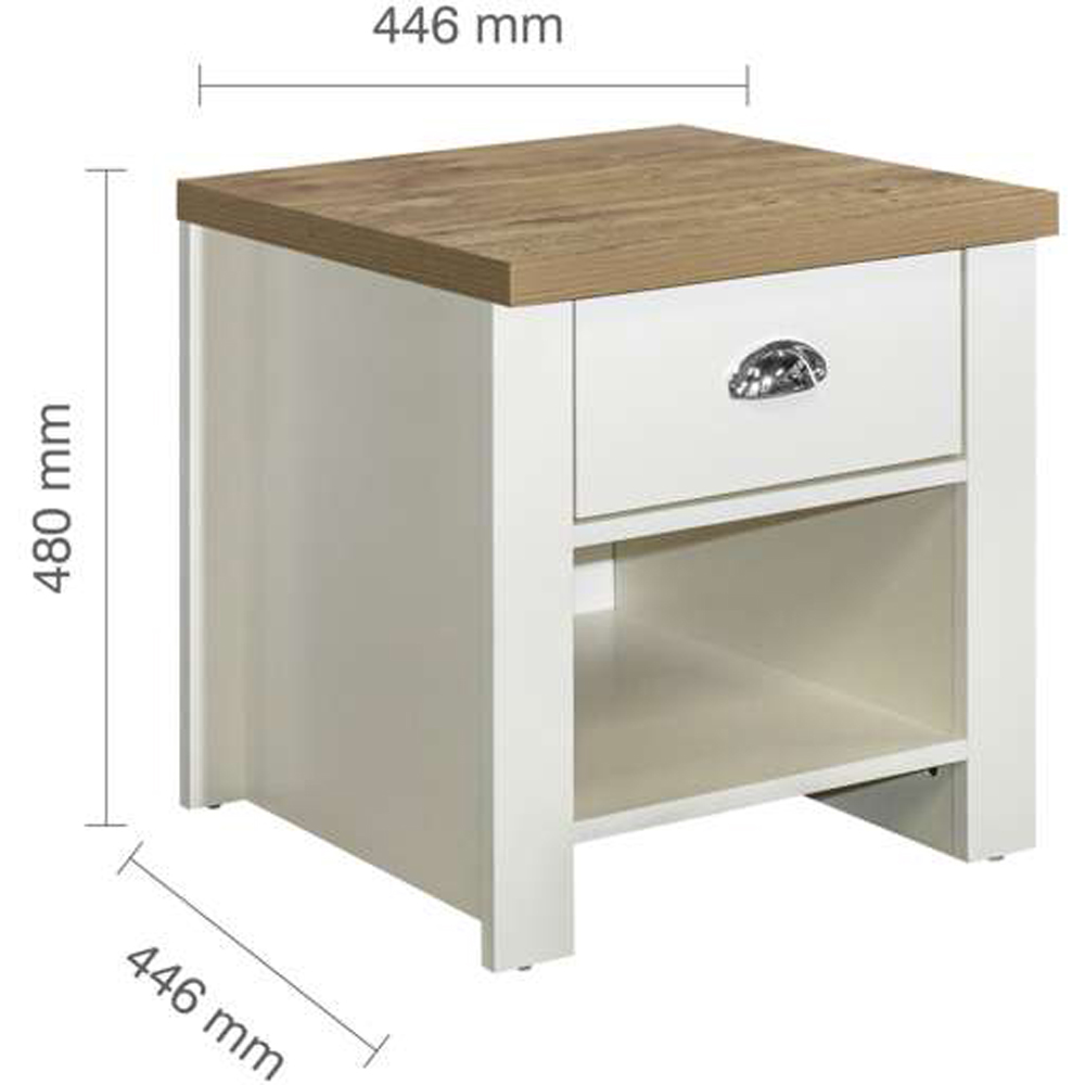 Highgate Single Drawer Cream and Oak Lamp Table Image 8
