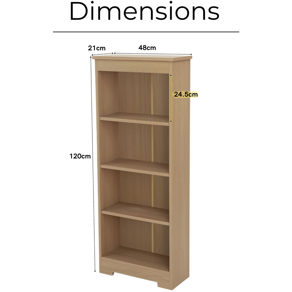 Core Products Freya 4 Shelf Smoked Oak Foil Finish Low Narrow Bookcase Image 6