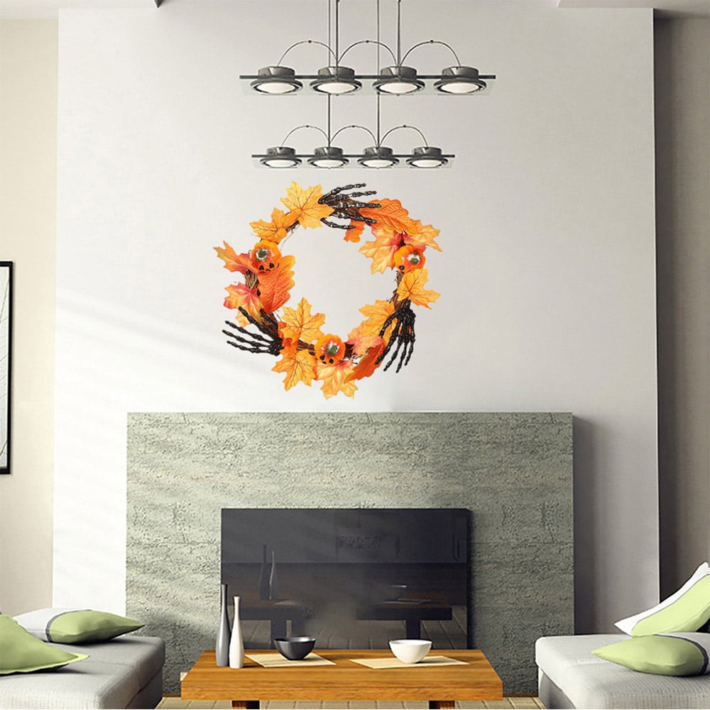 40cm Pumpkin Door Wreath with Hands Image 6