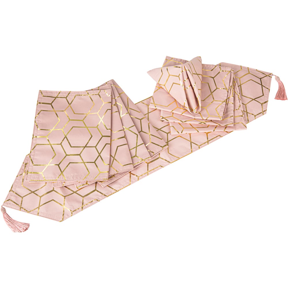 Waterside Tullulah Pink and Gold 9 Piece Runner Set Image 1