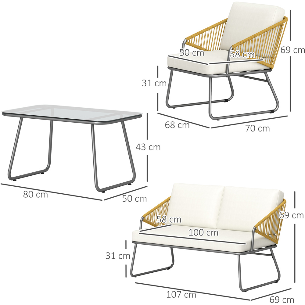 Outsunny 4 Seater Natural Cushion Rattan Garden Furniture Set Image 7