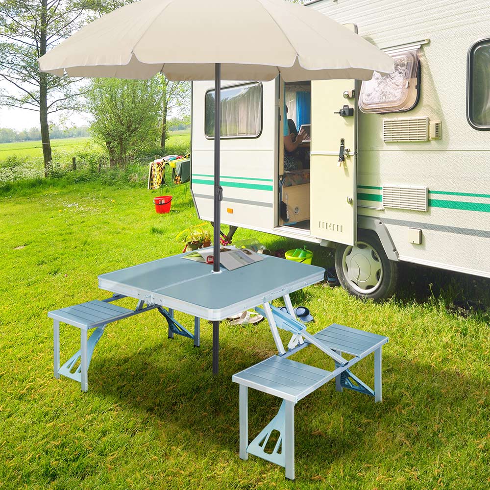 Outsunny Aluminium Folding Camping Picnic Table Set Image 2