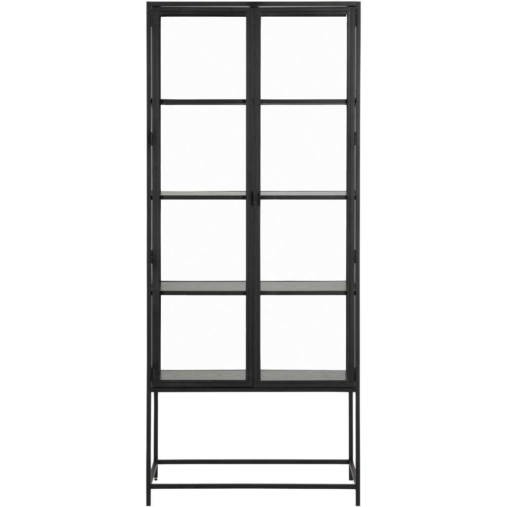 Florence Seaford 2 Door 4 Shelf Black Metal Display Cabinet Image 3