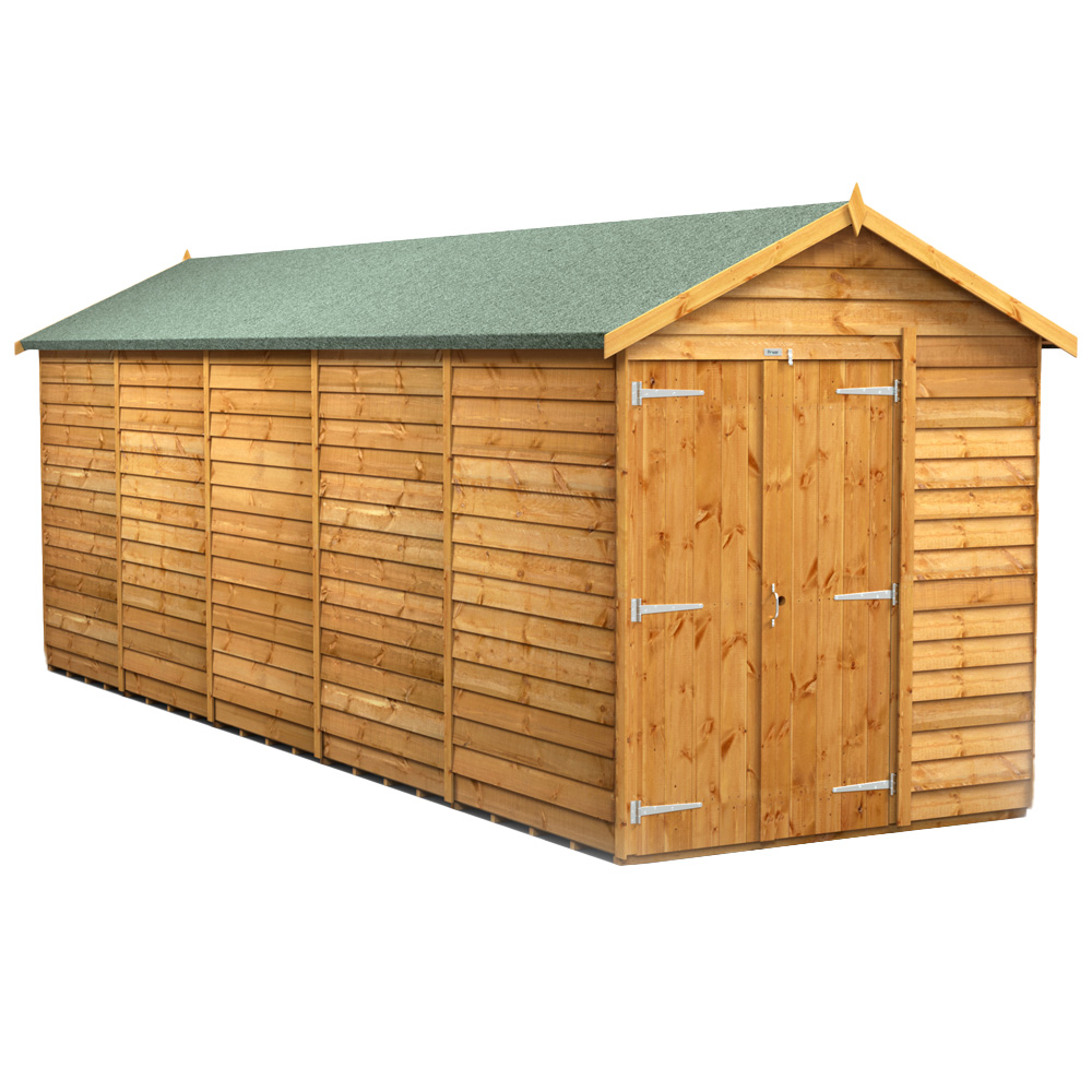 Power 20 x 6ft Double Door Overlap Apex Garden Shed Image 1