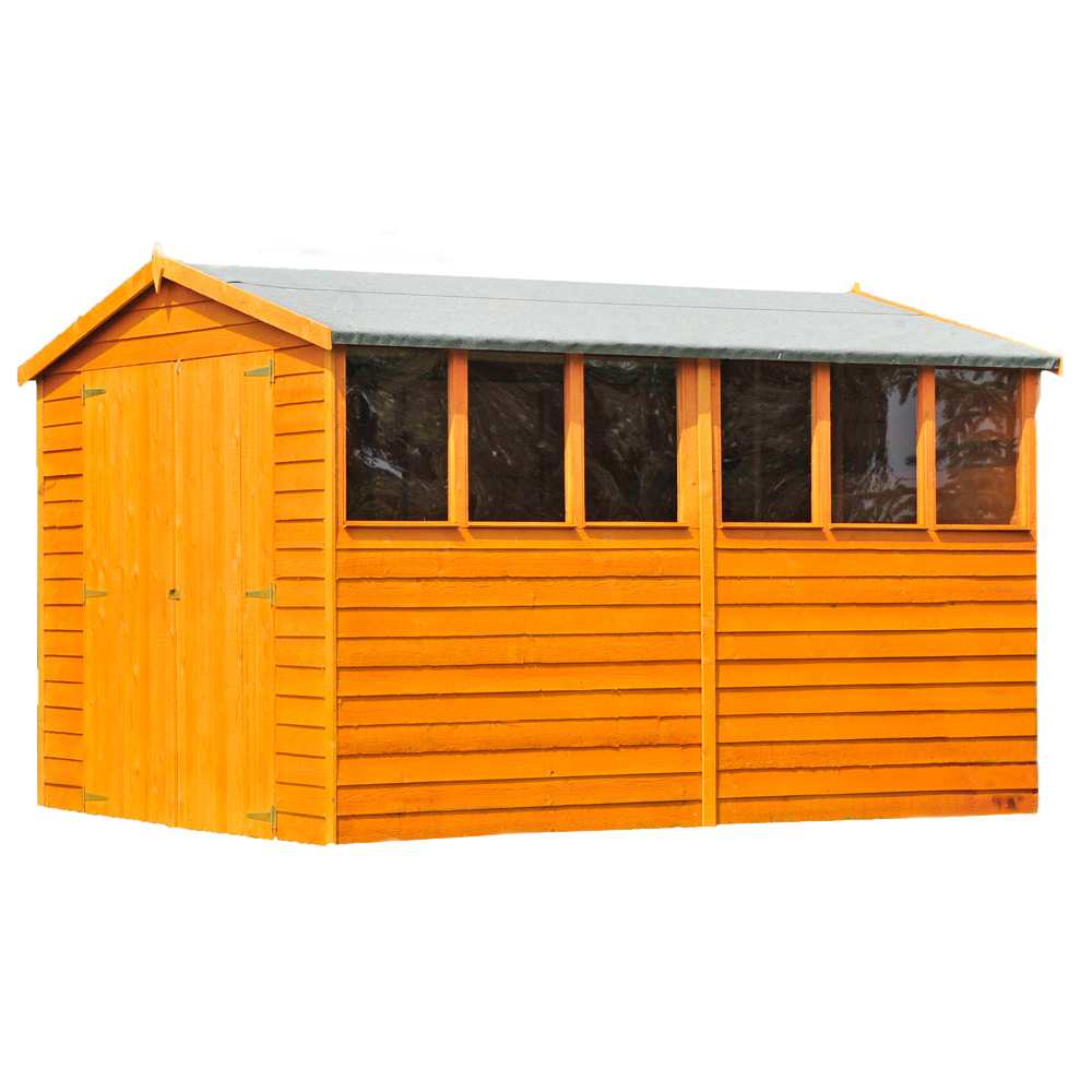 Shire 10 x 10ft Double Door Dip Treated Overlap Apex Shed Image 1