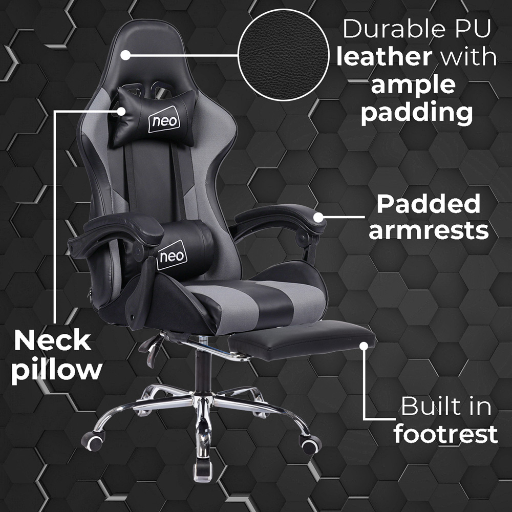 Neo Grey PU Leather Swivel Massage Office Chair Image 7